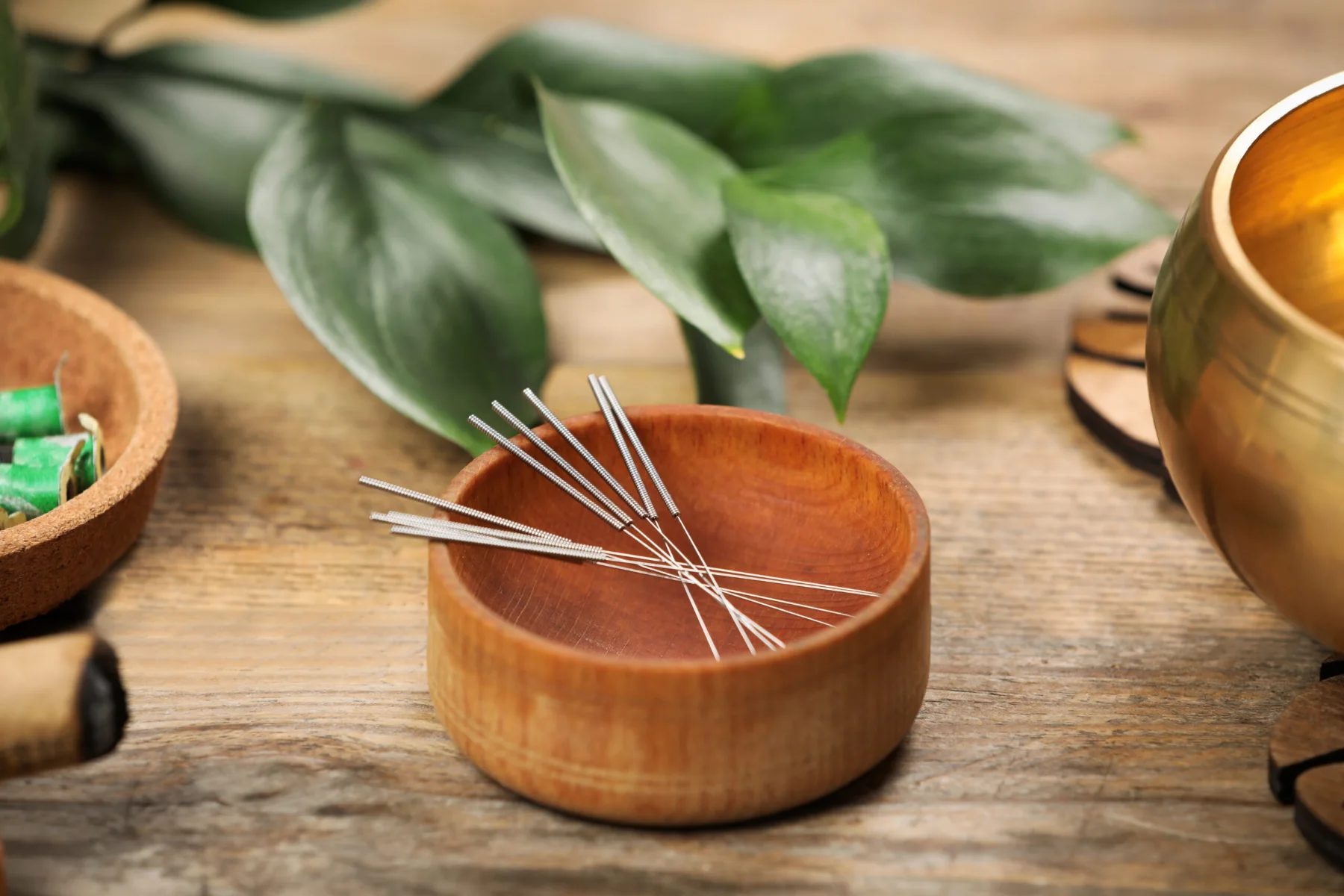Acupuncture needles in a bowl